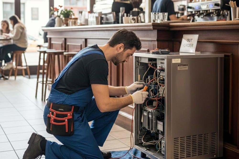 Majstor za ledomate popravlja ledomat